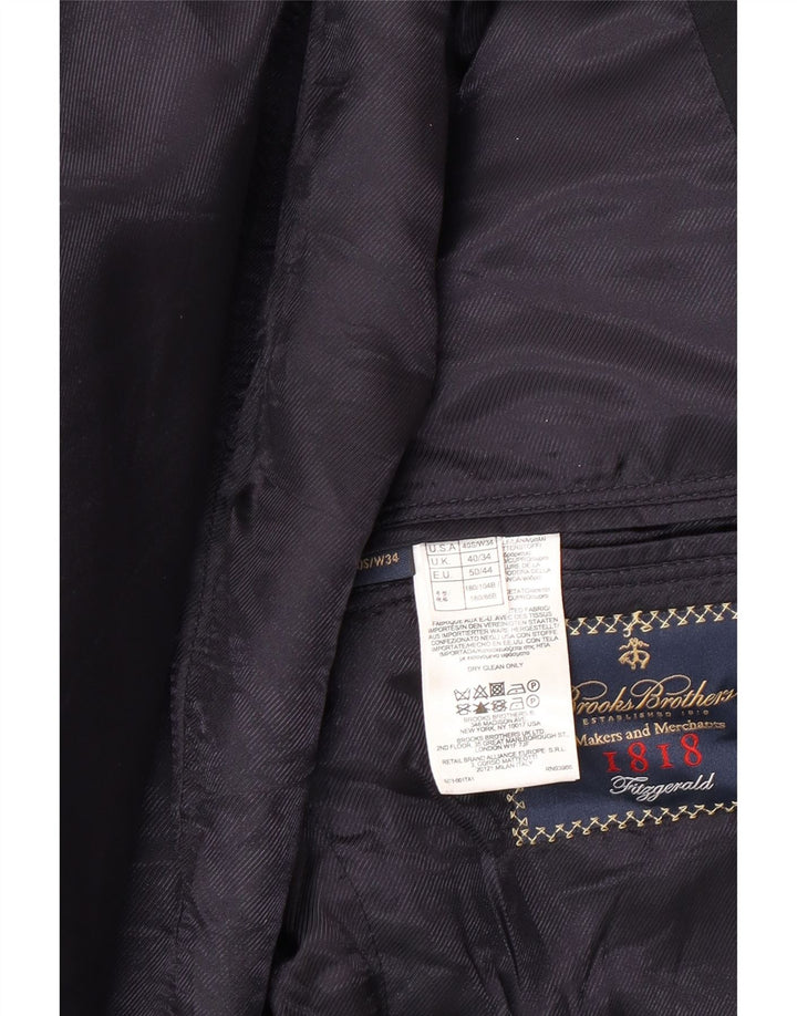 Brooks Brothers Veste blazer à 2 boutons pour homme UK 40 Grande laine bleu marine