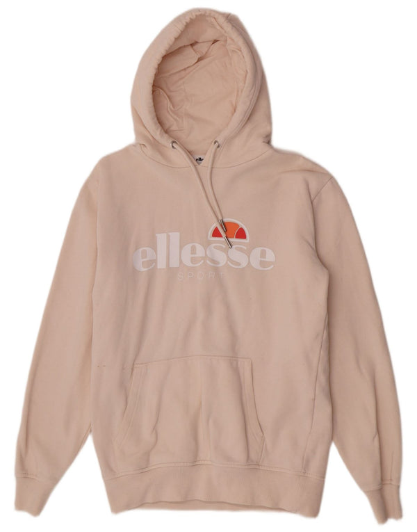 Ellesse Pull à capuche surdimensionné graphique pour femme UK 10 Petit coton beige