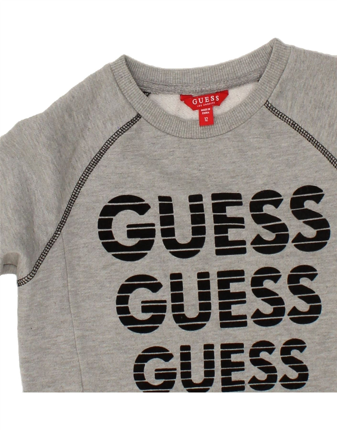 GUESS Boys Graphic Sweatshirt Jumper 11-12 Years Grey Cotton Vintage Guess and Second-Hand Guess from Messina Hembry 