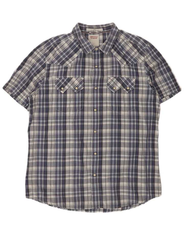 LEVI'S Chemise Slim Fit à Manches Courtes Homme Bleu Carreaux Coton XL
