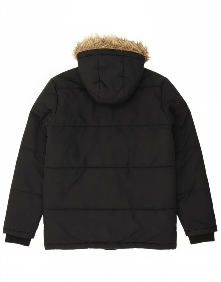 Lyle & Scott Veste matelassée à capuche garçon 14-15 ans Noir Polyamide