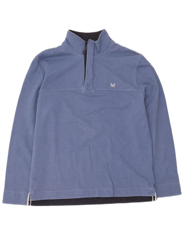 Crew Clothing Mens Zip Neck Sweatshirt Jumper XL Blue Cotton