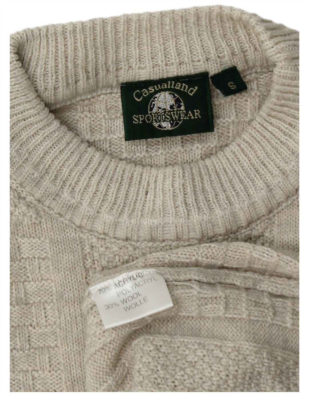 CASUALLAND Pull ras du cou pour homme, petit, gris, acrylique