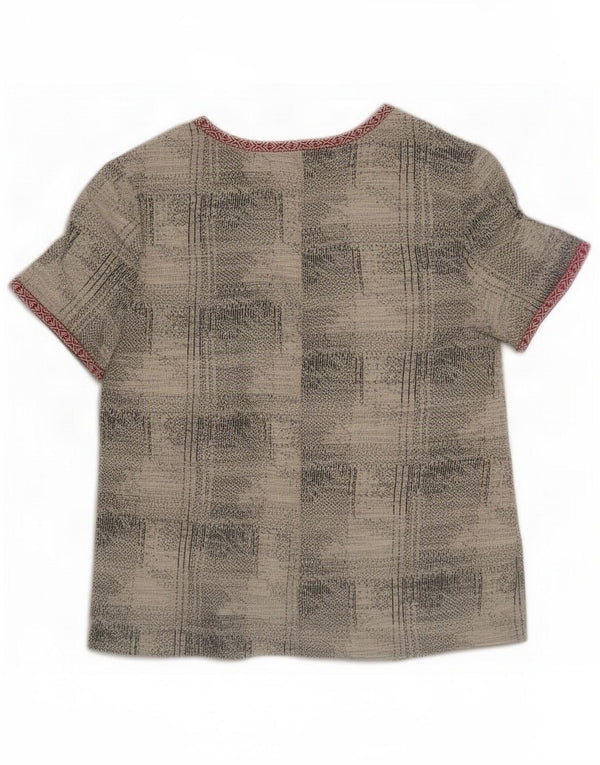 Zara Womens Abstract Pattern Blouse Top UK 16 Large Grey