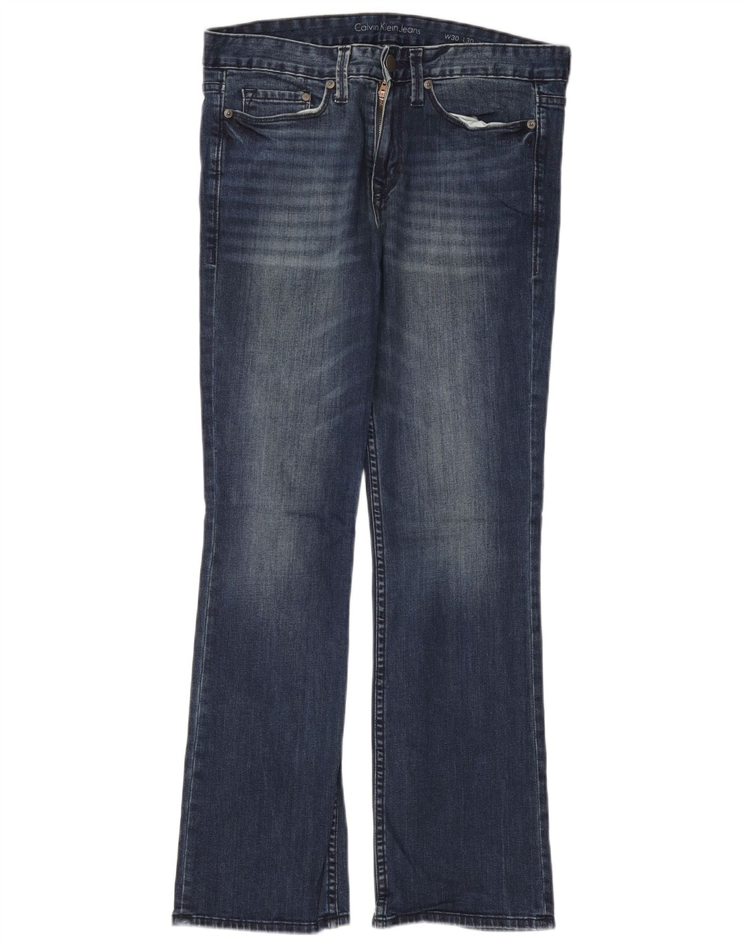 CALVIN KLEIN Jean Bootcut Moderne Femme W30 L30 Bleu Marine Coton