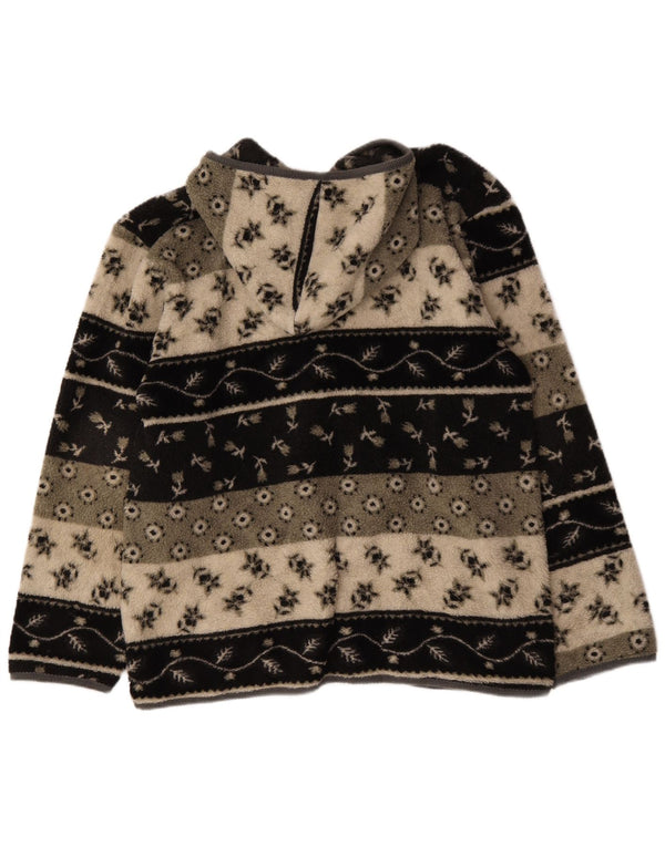 Veste polaire surdimensionnée à capuche femme vintage UK 18 XL Floral multicolore