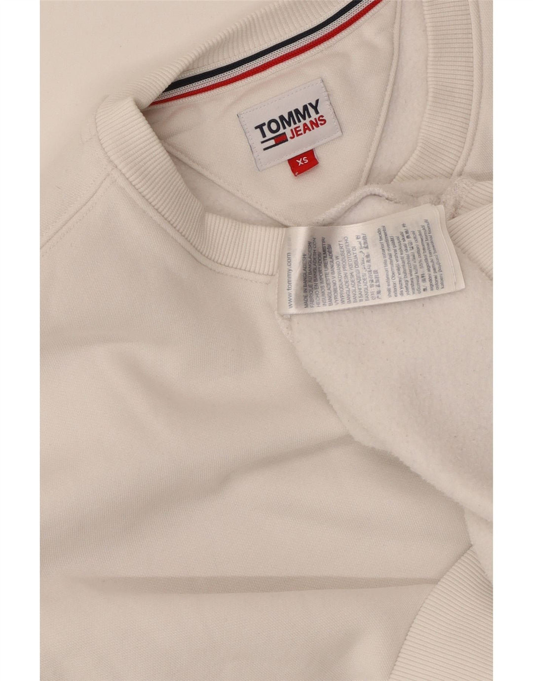 TOMMY HILFIGER Pull-over surdimensionné pour femme UK 6 XS Coton blanc