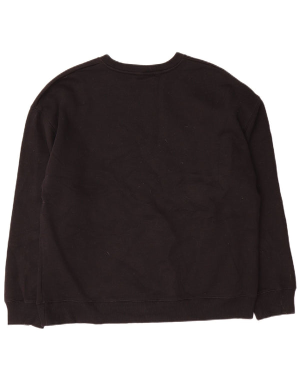 Zara Womens Graphic Sweat-shirt surdimensionné UK 10 Petit coton noir