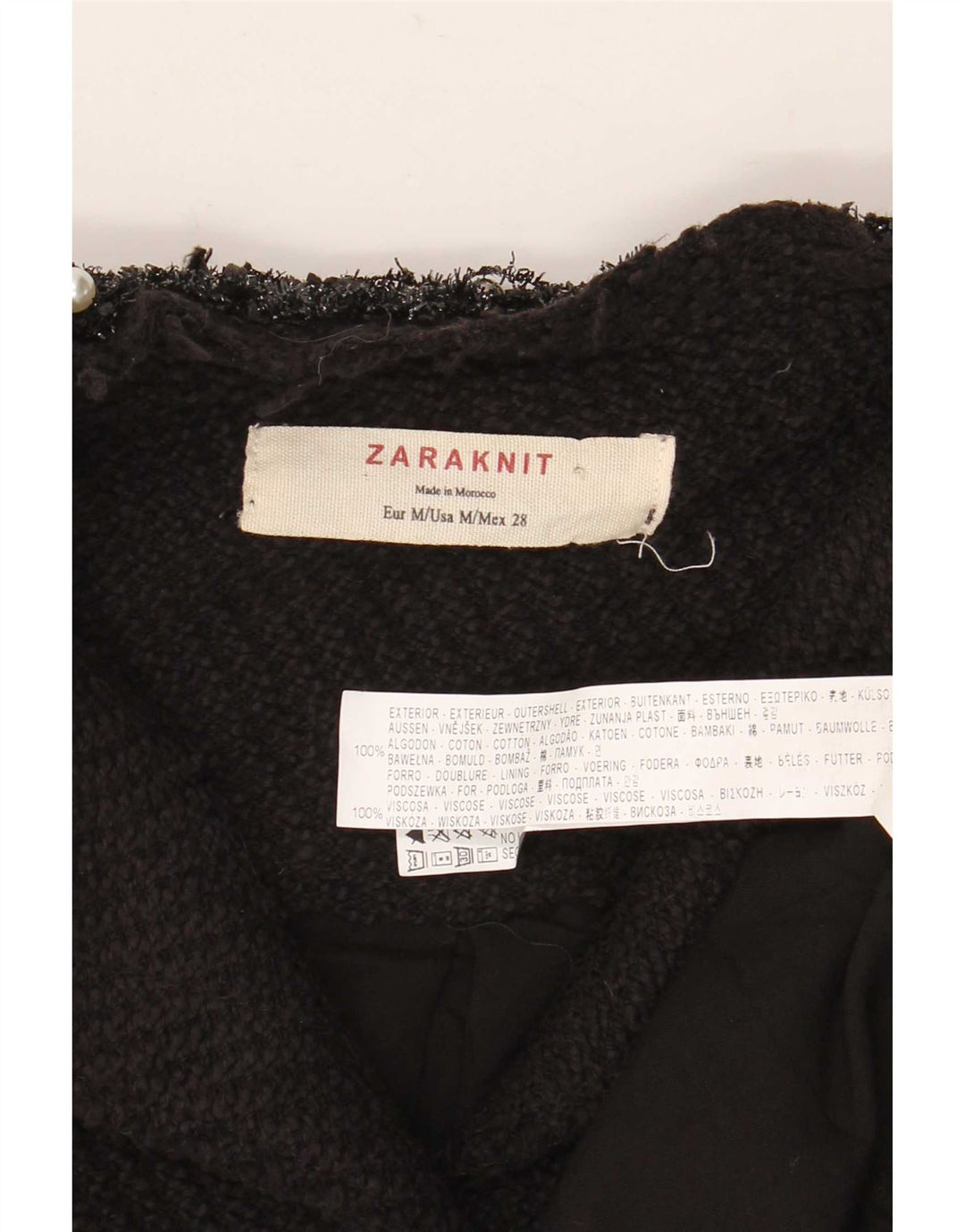 Zara Womens Pardessus UK 12 Moyen Noir Coton