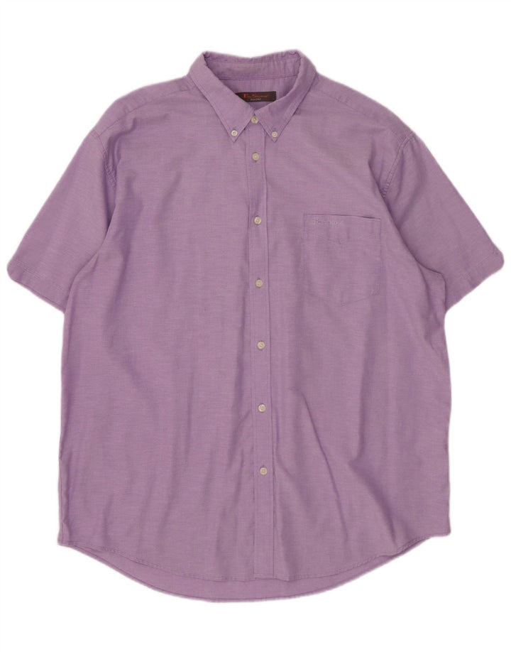 BEN SHERMAN Chemise à manches courtes pour homme 3XL Violet Coton