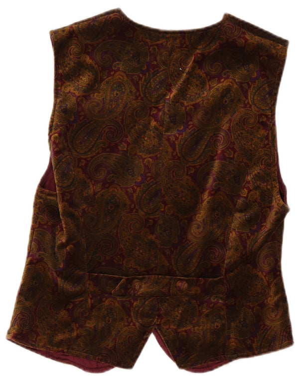 gilet de velours femme vintage UK 12 Paisley brun moyen