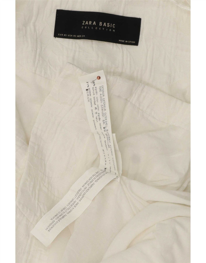 Zara Veste blazer surdimensionnée longue pour femme UK 6 XS Coton blanc