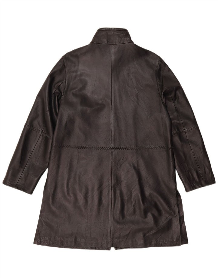 manteau en cuir femme vintage UK 12 Cuir noir moyen