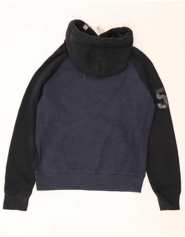 SUPERDRY Pull à capuche graphique pour hommes en coton color block bleu marine grand