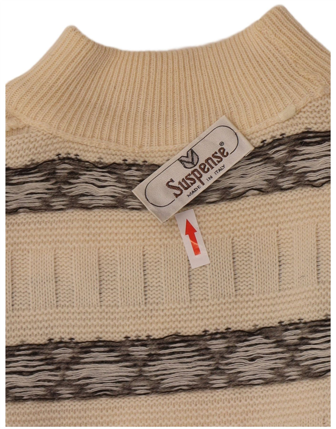 Suspense Pull col roulé pour homme IT 52 en laine rayée blanc cassé
