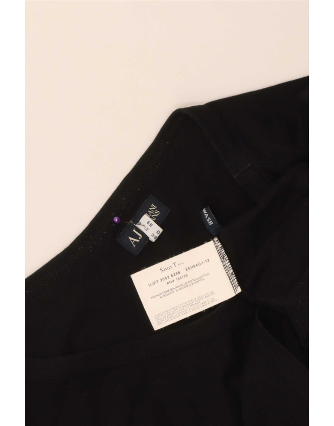 Armani Haut graphique à manches longues pour femme UK 12 Coton noir moyen