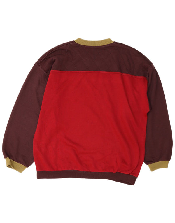 vintage Mens Graphic Sweatshirt Jumper Grand Bordeaux Colourblock