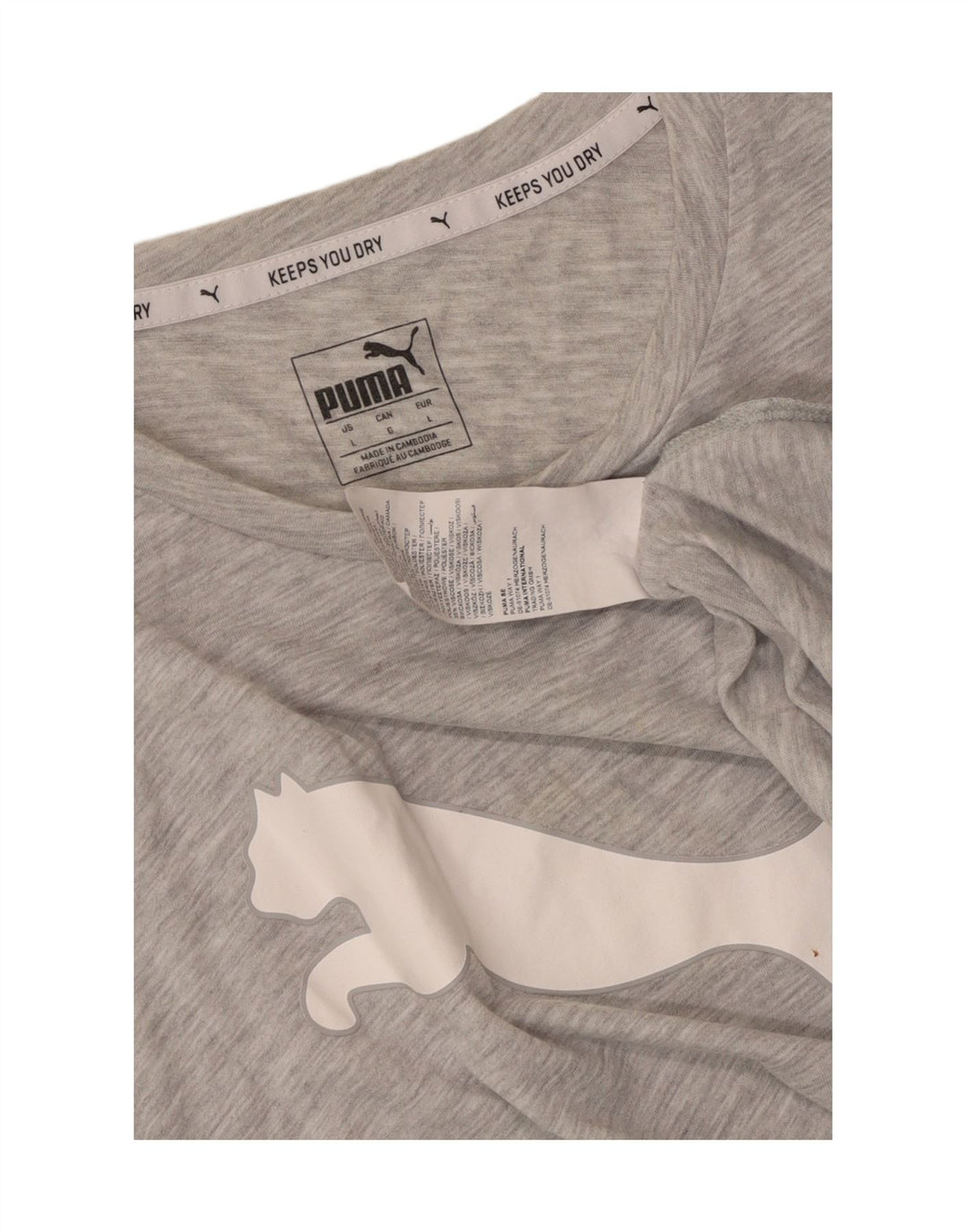 Puma T-shirt graphique pour femme UK 14 Large Gris Moucheté Polyester