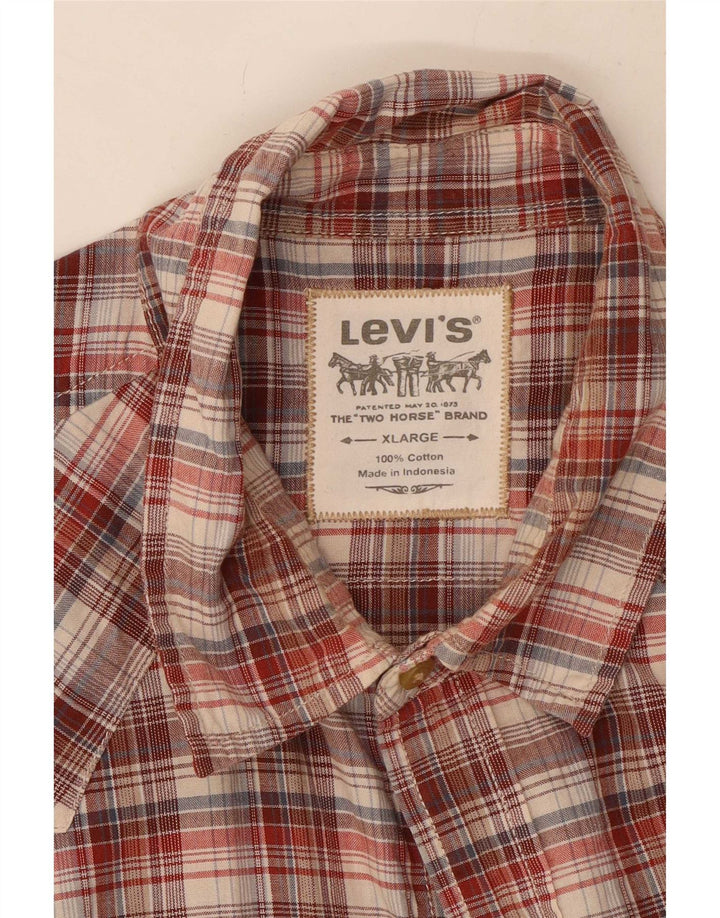 Levi's Chemise à Manches Courtes Homme XL Coton à Carreaux Marron
