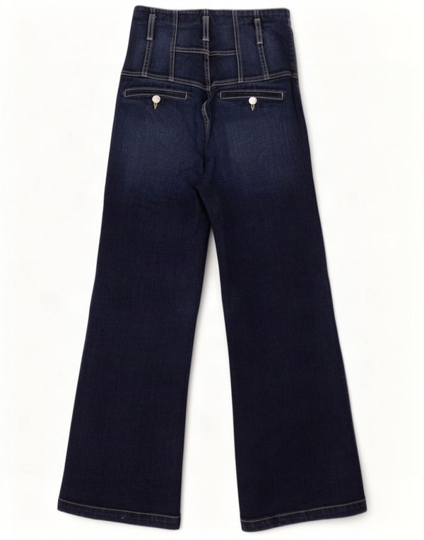 Karen Millen Womens Wide Leg Jeans UK 12 Medium W28 L30 Navy Blue Cotton