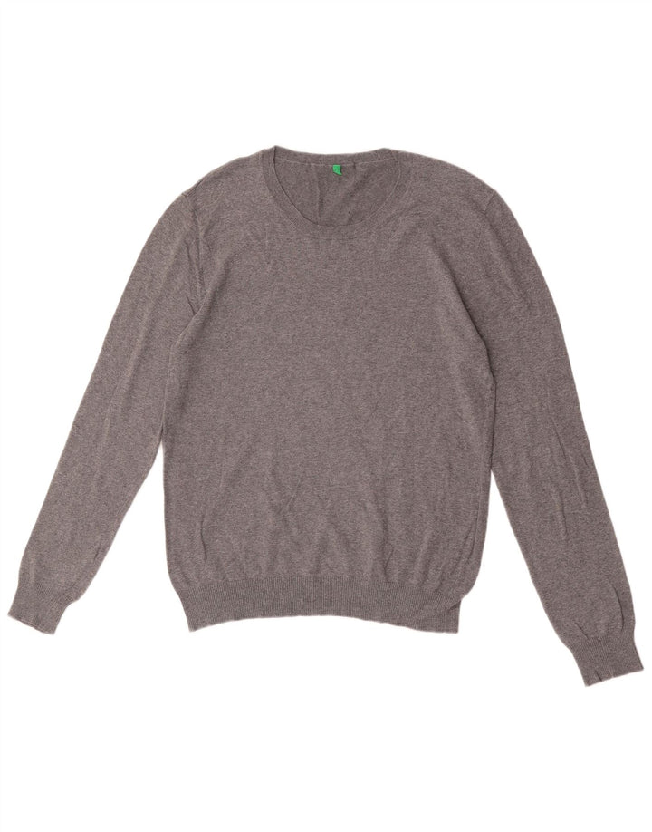 Benetton Pull Col Rond Homme Gris Moyen