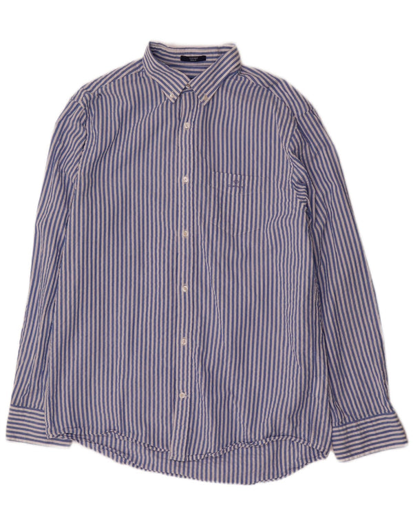 Gant Chemise homme Taille 41/42 16 1/2 Grand coton à fines rayures bleues