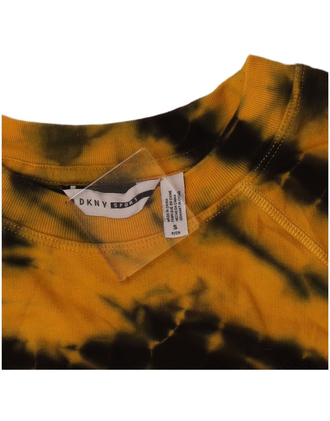 Dkny Sweat-shirt graphique surdimensionné pour femme UK 10 Petit jaune tie-dye
