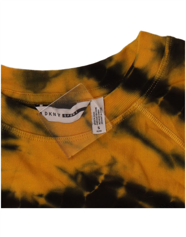 Dkny Sweat-shirt graphique surdimensionné pour femme UK 10 Petit jaune tie-dye