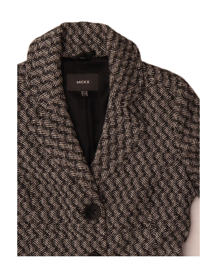 Mexx Manteau Femme UK 42 Laine Rayée Gris Moyen