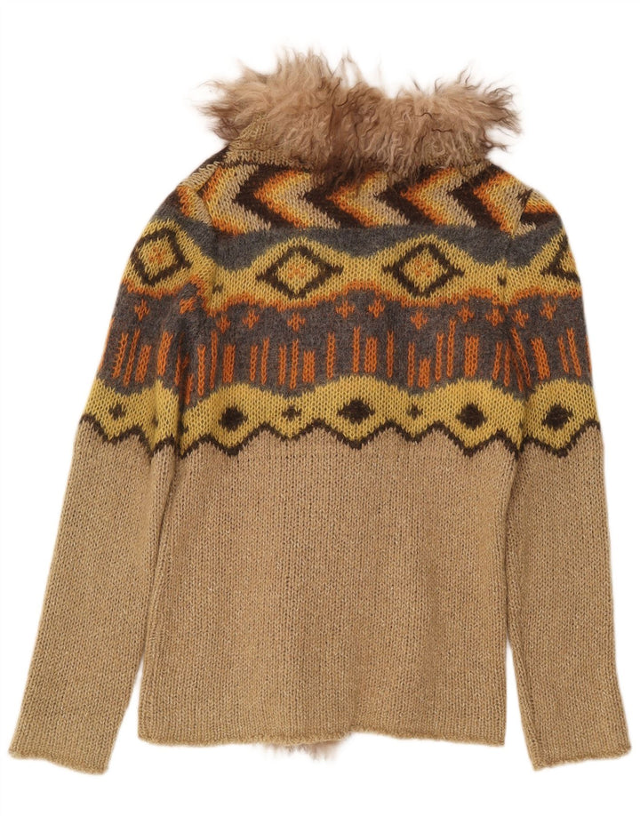 Penny Black Pull Cardigan Ouvert pour Femme UK 12 Beige Moyen Géométrique