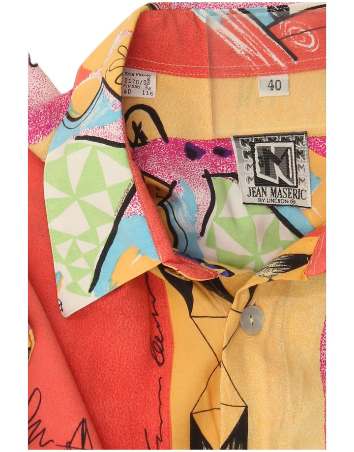 vintage Mens Abstract Pattern Shirt Taille 40 Moyen Multicolore