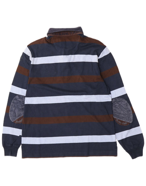 Paul & Shark Polo à manches longues pour homme en coton rayé bleu marine