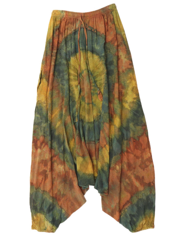 vintage Womens Harem Pantalon Grand W34 L27 Multicolore Tie Dye Coton