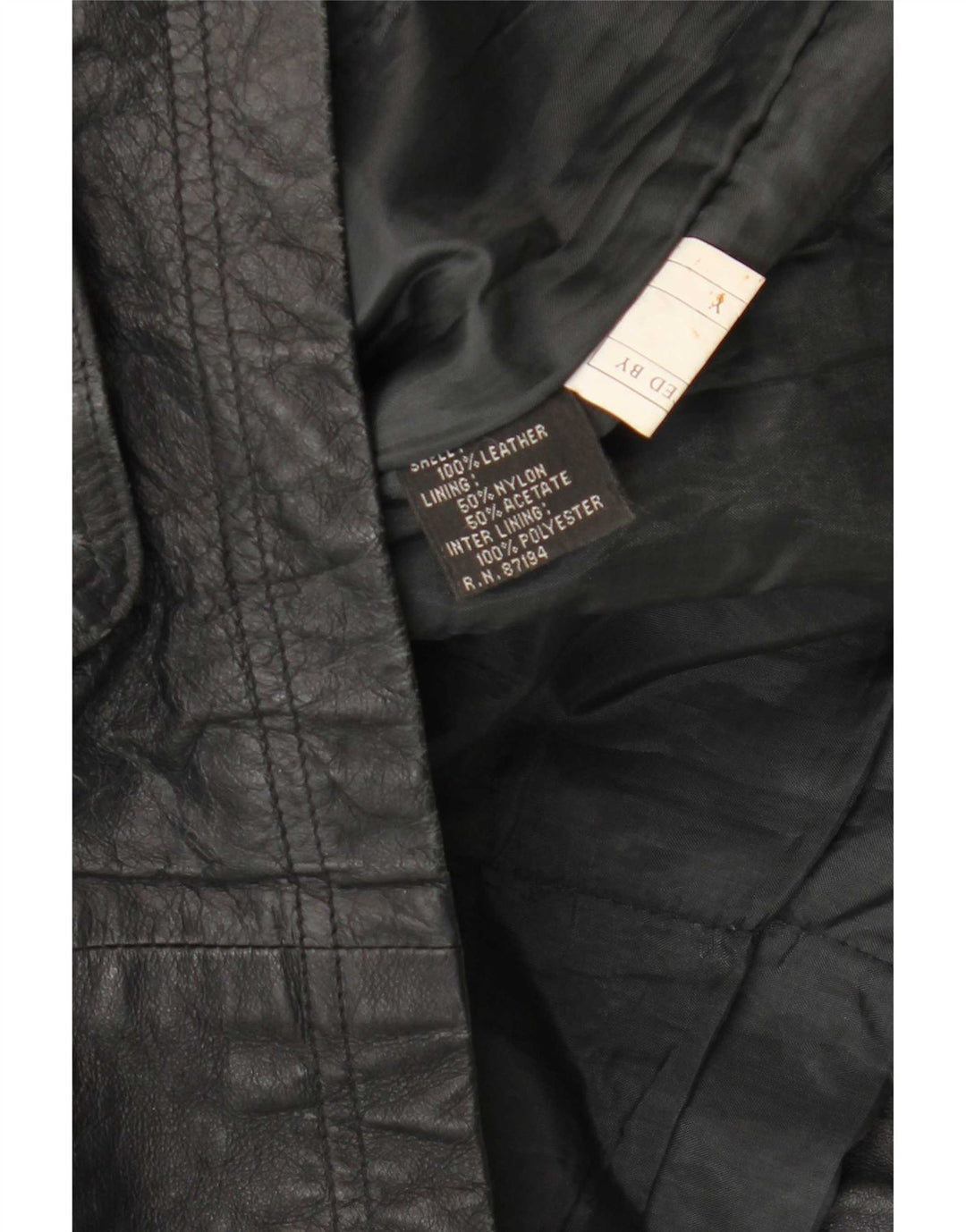 Veste en cuir à capuche homme vintage UK 38 Noir Moyen