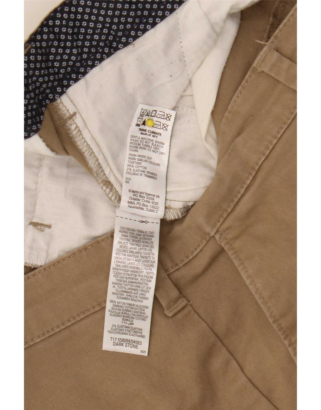 Marks & Spencer Short Chino Homme W34 Grand Coton Beige