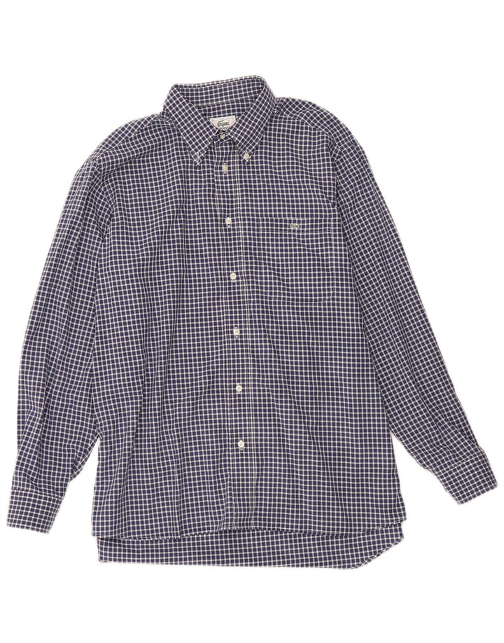 LACOSTE Mens Shirt Size 42 Large Blue Check Cotton