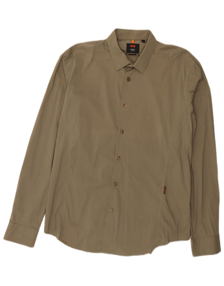 Carrera Chemise Slim Fit Large Kaki Coton Homme