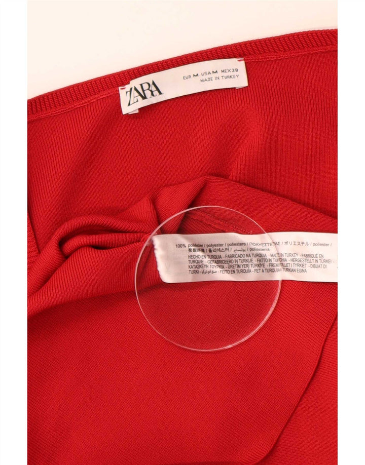 Zara Robe trapèze à manches longues pour femme UK 44 Polyester rouge moyen