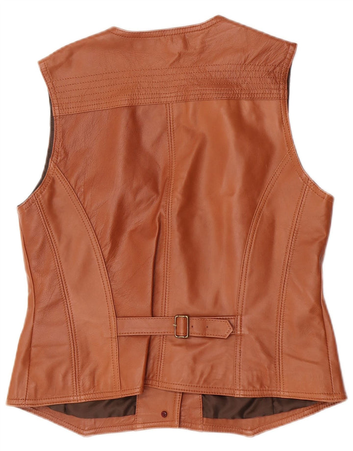Prieto Gilet court en cuir pour femme UK 12 Marron moyen