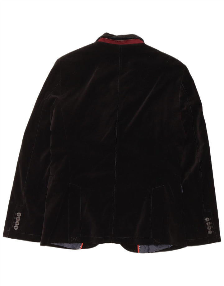 Zara Veste Blazer en Velours à 2 Boutons pour Homme EU 50 Coton Noir Moyen