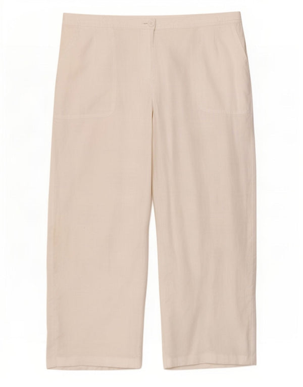 Marks & Spencer Pantalon chino large pour femme UK 18 XL W38 L27 Lin blanc
