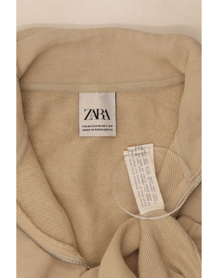Zara Sweat-shirt à col zippé pour homme en coton beige moyen