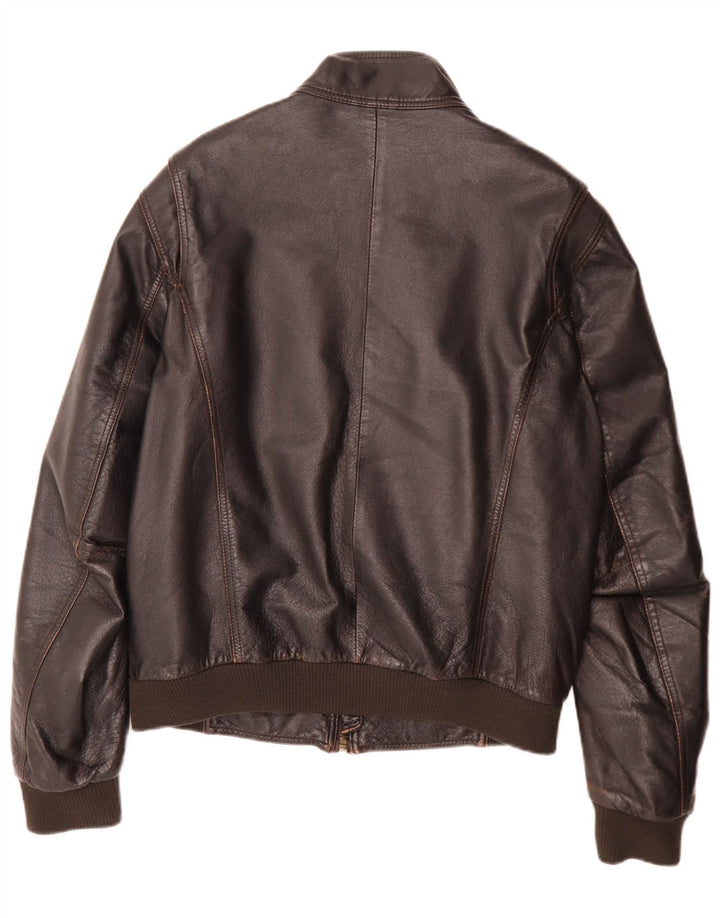 Veste Bomber En Cuir Homme Vintage IT 52 XL Marron Rétro