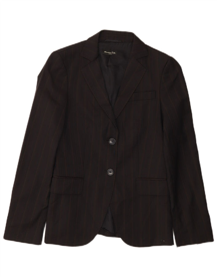 Massimo Dutti Veste blazer à 2 boutons pour femme EU 36 XS en laine noire à fines rayures