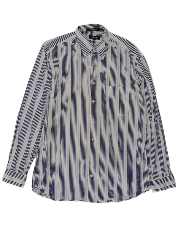Gant Chemise Regular Fit Georgica Popeline Homme Bleu Rayé Coton