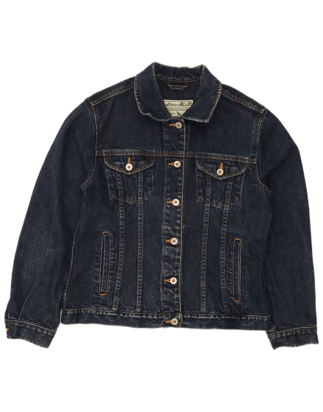 EDDIE BAUER Veste en jean pour femme UK 14 Bleu marine moyen en coton