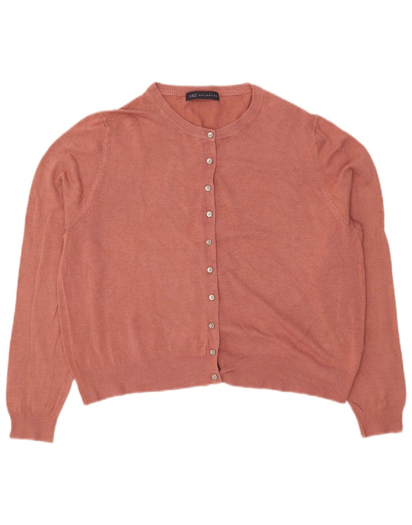 Marks & Spencer Pull cardigan court pour femme UK 16 Grande viscose rose