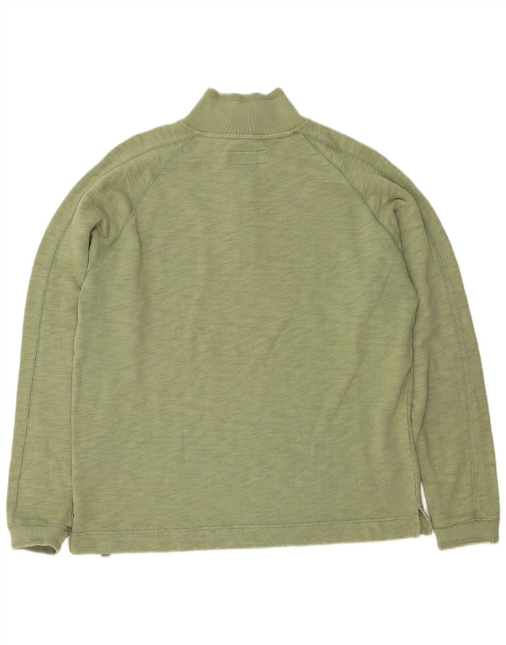 White Stuff Sweat-Shirt Col Zippé Homme Vert Moyen Moucheté Coton