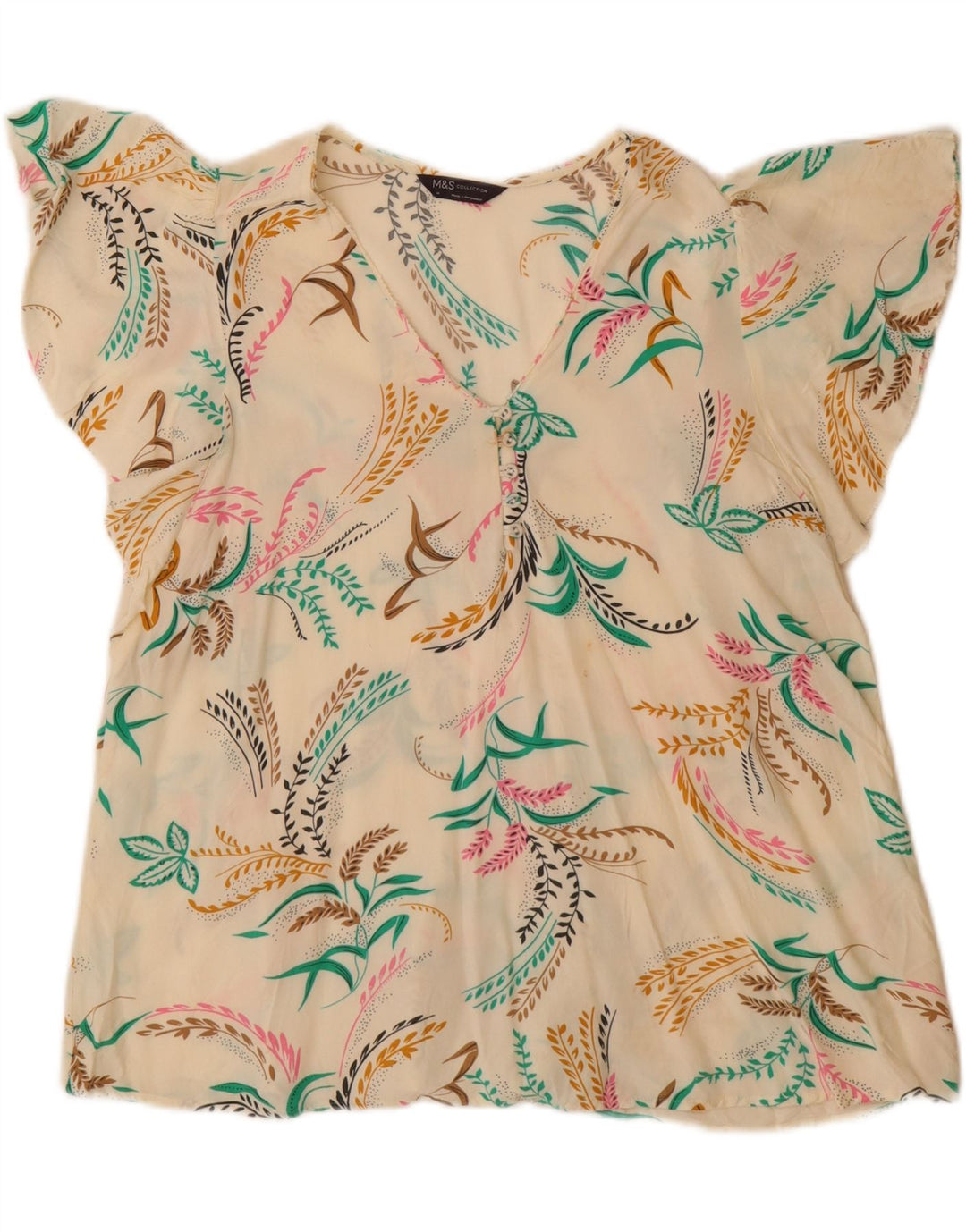 Marks & Spencer Chemisier pour femme UK 14 Large Blanc cassé Floral