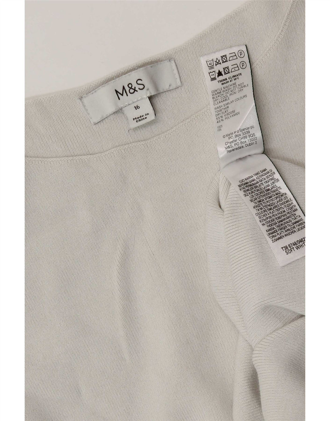 Marks & Spencer Débardeur pour femme UK 16 Large Viscose blanc cassé